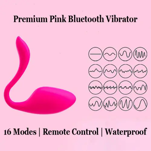 Premium Pink Bluetooth Vibrator - 16 Vibration Modes & Remote Control - Pink, Without Lubricant